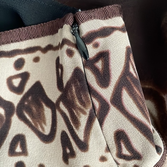 The Limited A Line silk pleats knee length skirt brown tan floral zipper vintage - Picture 8 of 16